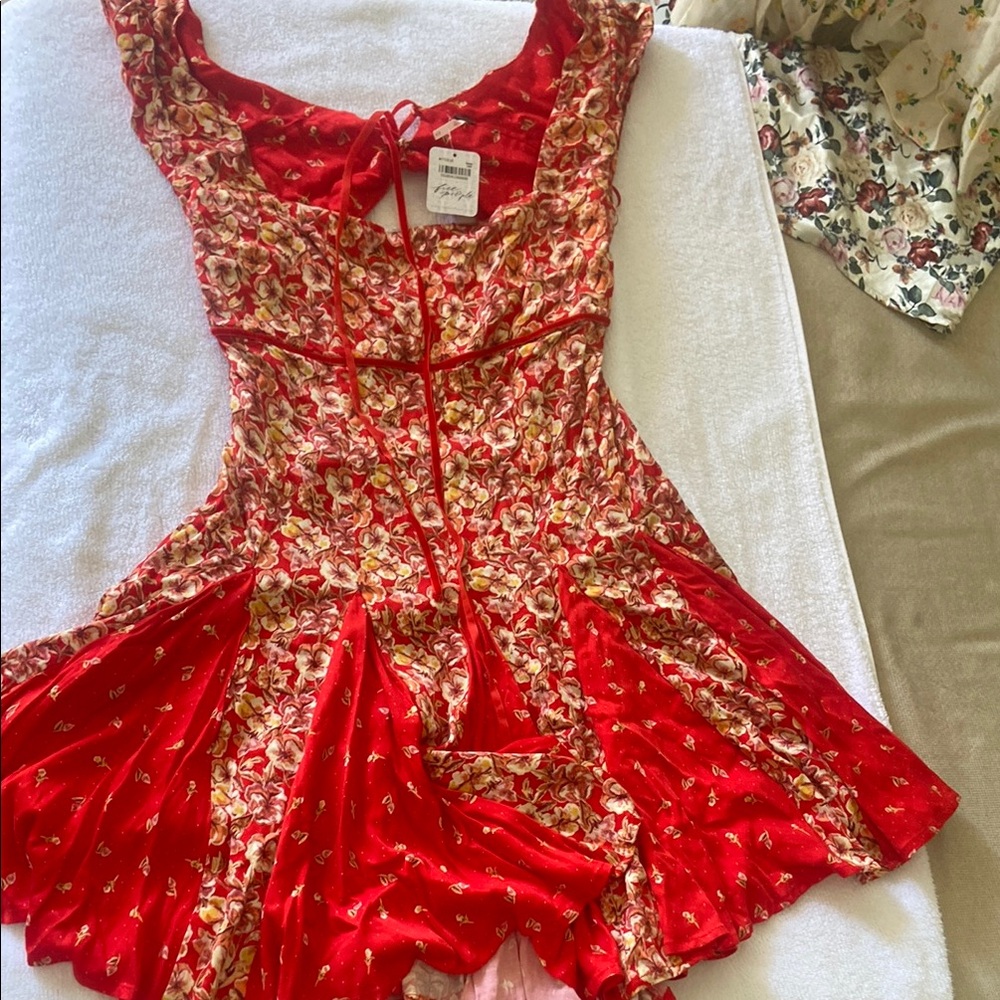 Free People Red Floral Mini Dress